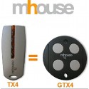 MHOUSE télécommande TX4 remplacer par la MHOUSE Télécommande GTX4